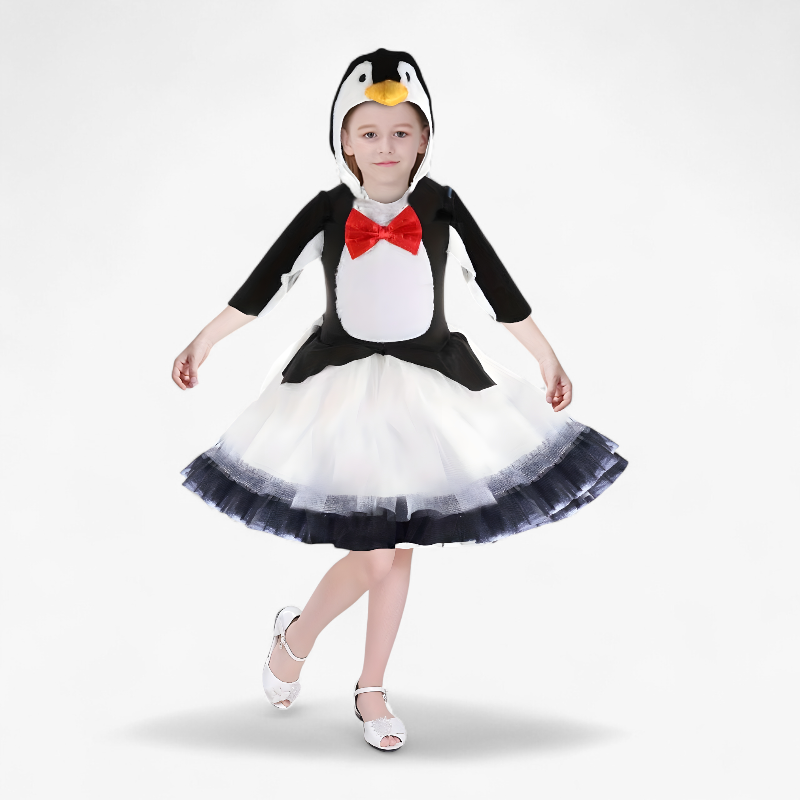 Pinguïn Kostuum voor Kinderen – Inclusief Hoed, Strik en Tule Rok