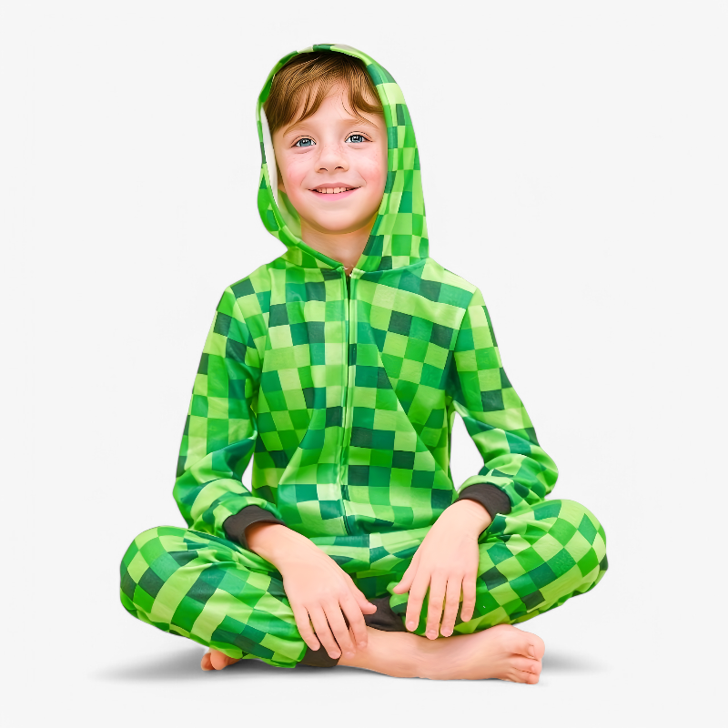 Minecraft Onesie voor Kinderen - Zacht Polyester-Mijn Verkleedkist