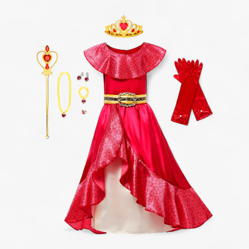 Elegante Prinsessen Jurk voor Kinderen – Inclusief Tiara, Staf en Sieraden
