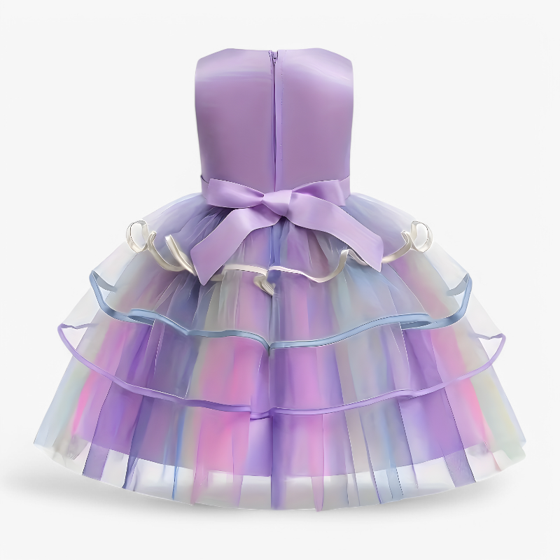 Fantasierijke Eenhoorn Prinsessenjurk – Met Bloemen en Kleurrijke Tulle