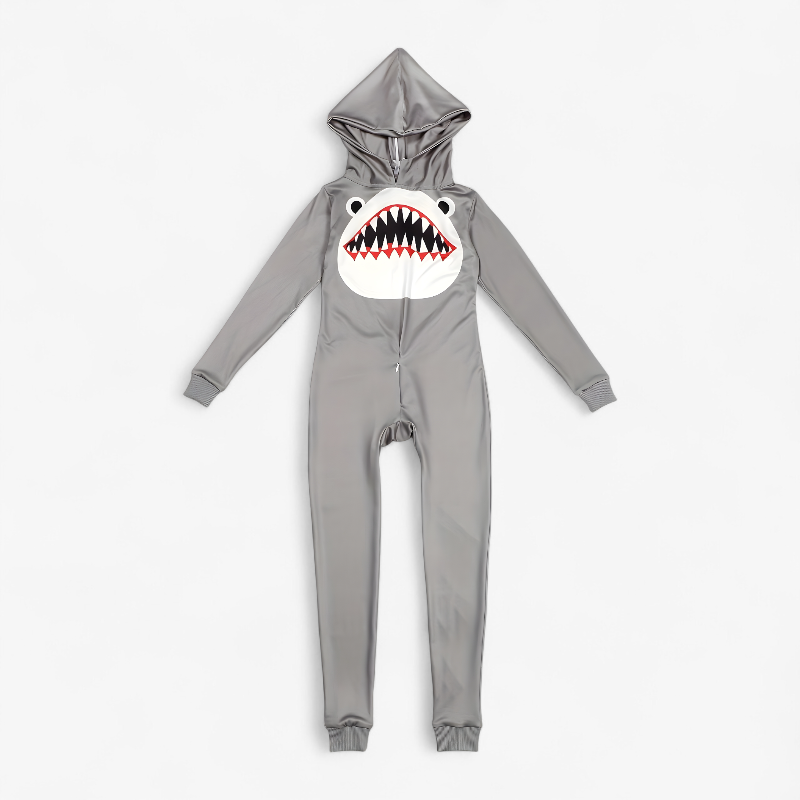 Haai Onesie Kostuum voor Jongens – Met Capuchon en Rits-Mijn Verkleedkist