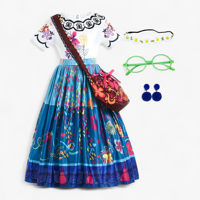 Mirabel Kostuum van Encanto voor Kinderen – Inclusief Haarband, Bril en Tas