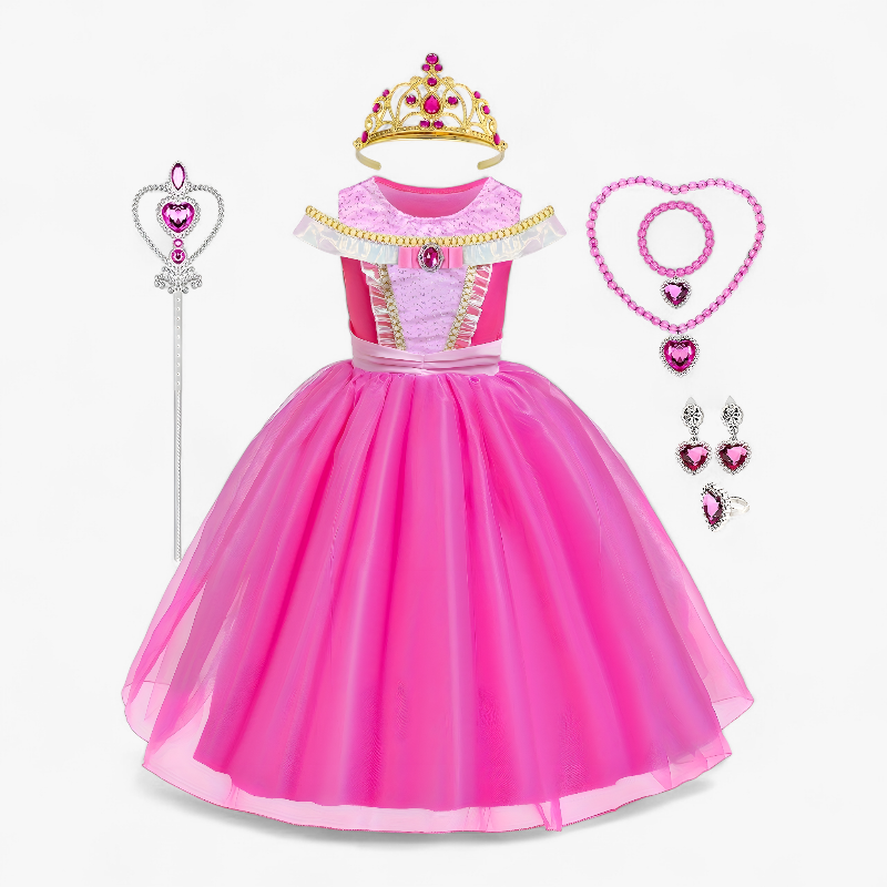 Schattige Prinsessen Kostuum Set voor Meisjes – Met Kroon en Accessoires-Mijn Verkleedkist
