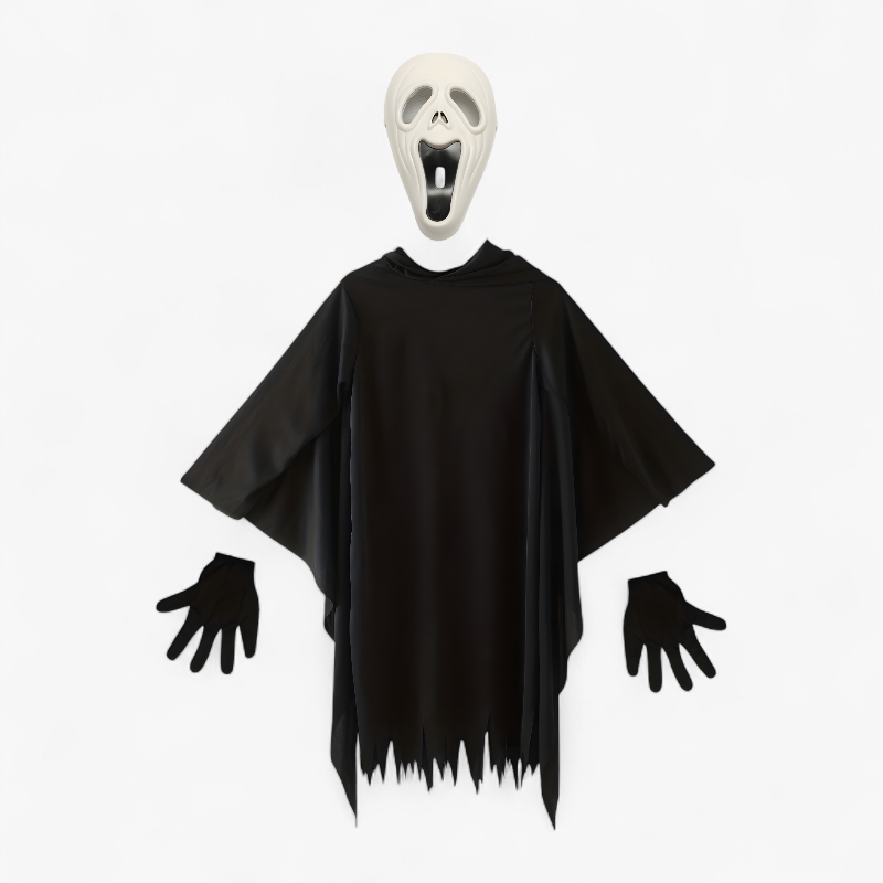 Spook Kostuum voor Kinderen – Inclusief Schreeuwmasker en Handschoenen-Mijn Verkleedkist