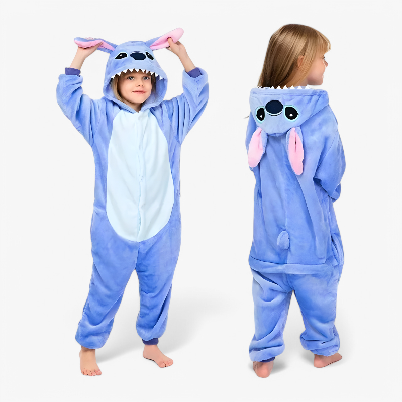 Stitch Onesie voor Kinderen – Zacht en Comfortabel met Capuchon-Mijn Verkleedkist