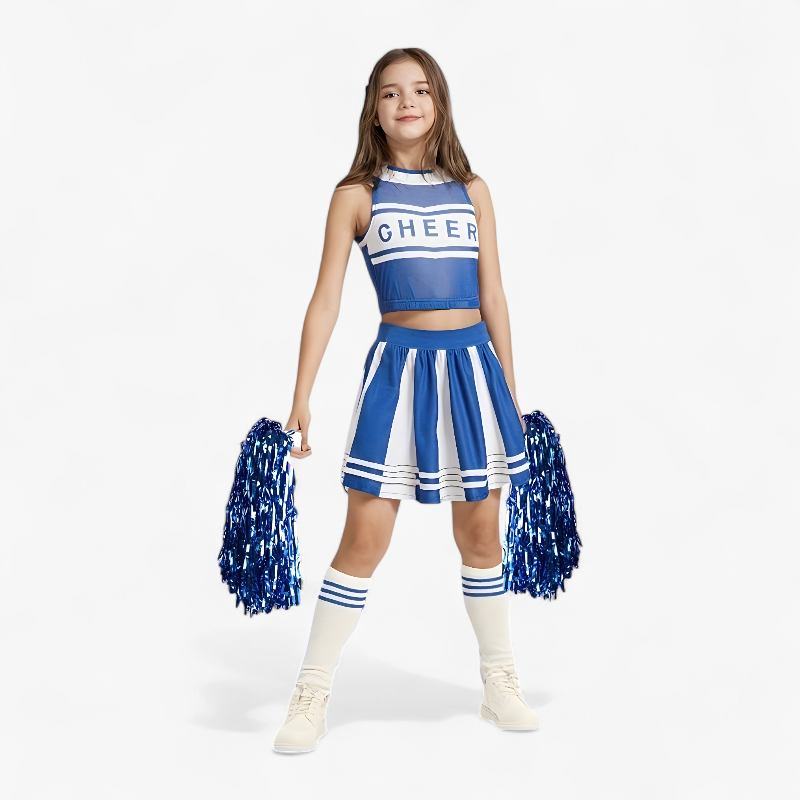 Cheerleading Kostuum Set voor Meisjes – Met Top, Rok en Accessoires-Mijn Verkleedkist