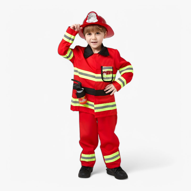 Brandweerman Kostuum voor Kinderen – Inclusief Helm en Brandblusser-Mijn Verkleedkist