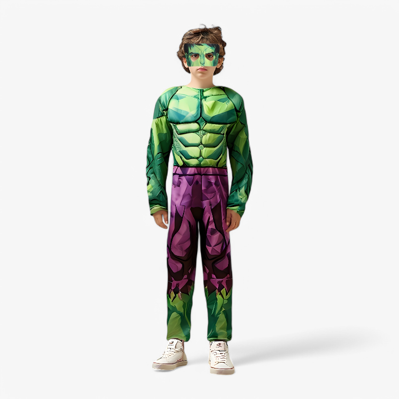 Hulk Superheld Kostuum voor Kinderen – Met Spierontwerp en Masker-Mijn Verkleedkist